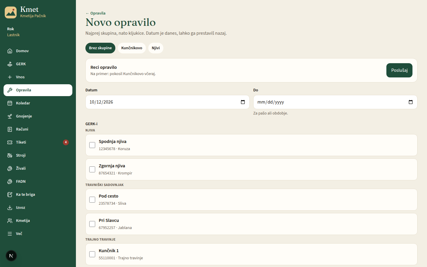 Glasovni vnos opravila