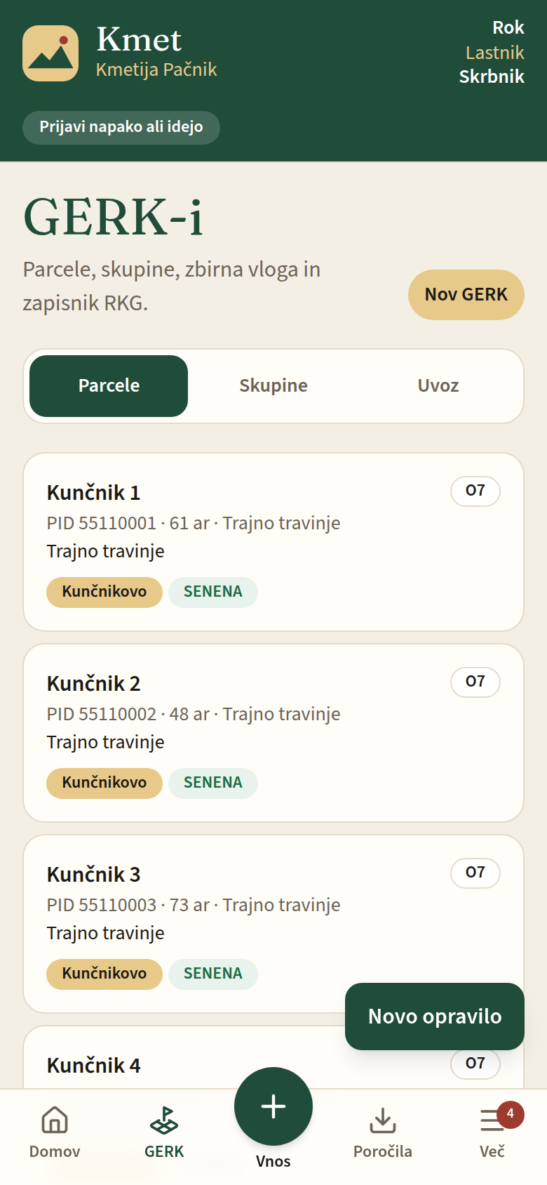 Seznam GERK na telefonu